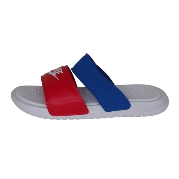 Nike Shoes - Nike Womens Benassi Duo Ultra Leather Slides Sandals Red/Blue/White Size 8 New